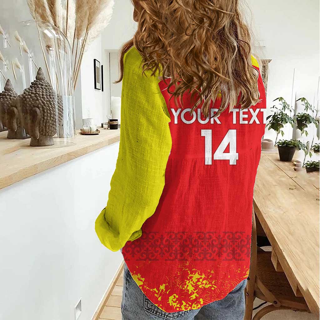 Custom Kyrgyzstan Football Women Casual Shirt Go White Falcons Sporty Style - Wonder Print Shop