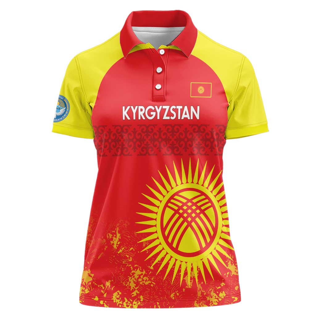 Custom Kyrgyzstan Football Women Polo Shirt Go White Falcons Sporty Style - Wonder Print Shop