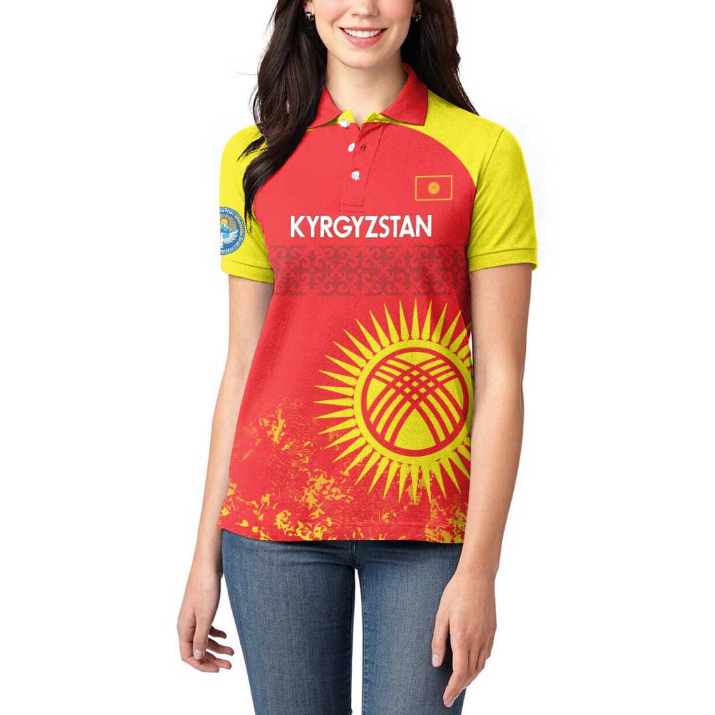 Custom Kyrgyzstan Football Women Polo Shirt Go White Falcons Sporty Style - Wonder Print Shop