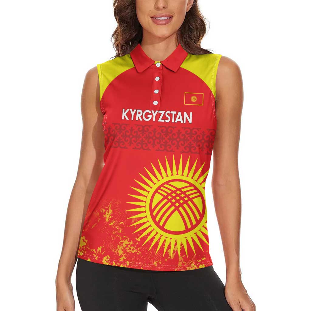 Custom Kyrgyzstan Football Women Sleeveless Polo Shirt Go White Falcons Sporty Style - Wonder Print Shop