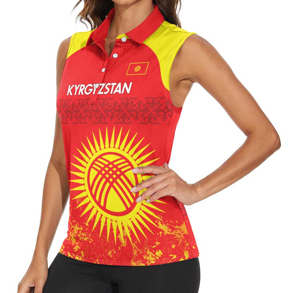 Custom Kyrgyzstan Football Women Sleeveless Polo Shirt Go White Falcons Sporty Style - Wonder Print Shop