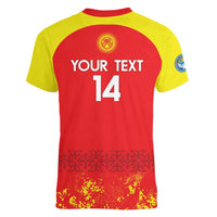 Custom Kyrgyzstan Football Women V-Neck T-Shirt Go White Falcons Sporty Style - Wonder Print Shop