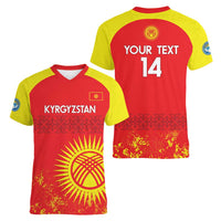 Custom Kyrgyzstan Football Women V-Neck T-Shirt Go White Falcons Sporty Style - Wonder Print Shop