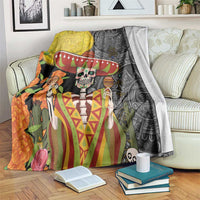 Mexico Dia De Los Muertos Blanket Sugar Skull Sombrero Aztec Pattern