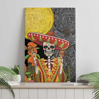 Mexico Dia De Los Muertos Canvas Wall Art Sugar Skull Sombrero Aztec Pattern - Wonder Print Shop
