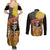 Mexico Dia De Los Muertos Couples Matching Summer Maxi Dress and Long Sleeve Button Shirt Sugar Skull Sombrero Aztec Pattern - Wonder Print Shop