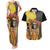 Mexico Dia De Los Muertos Couples Matching Tank Maxi Dress and Hawaiian Shirt Sugar Skull Sombrero Aztec Pattern - Wonder Print Shop