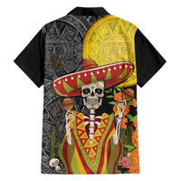 Mexico Dia De Los Muertos Family Matching Long Sleeve Bodycon Dress and Hawaiian Shirt Sugar Skull Sombrero Aztec Pattern - Wonder Print Shop