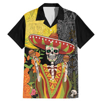 Mexico Dia De Los Muertos Family Matching Mermaid Dress and Hawaiian Shirt Sugar Skull Sombrero Aztec Pattern - Wonder Print Shop