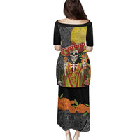 Mexico Dia De Los Muertos Family Matching Puletasi and Hawaiian Shirt Sugar Skull Sombrero Aztec Pattern - Wonder Print Shop