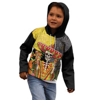 Mexico Dia De Los Muertos Kid Hoodie Sugar Skull Sombrero Aztec Pattern - Wonder Print Shop