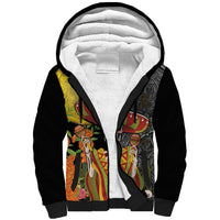 Mexico Dia De Los Muertos Sherpa Hoodie Sugar Skull Sombrero Aztec Pattern - Wonder Print Shop