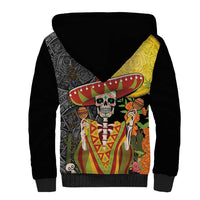 Mexico Dia De Los Muertos Sherpa Hoodie Sugar Skull Sombrero Aztec Pattern - Wonder Print Shop