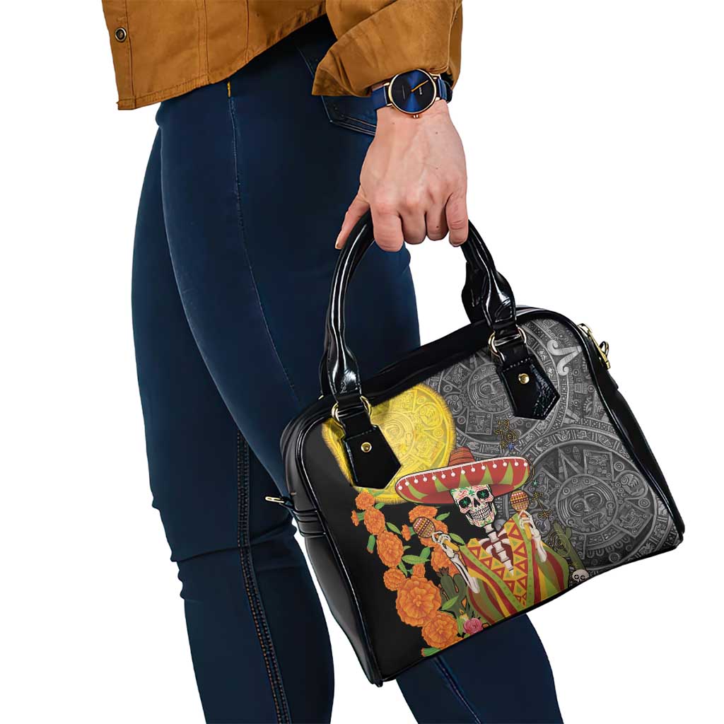 Mexico Dia De Los Muertos Shoulder Handbag Sugar Skull Sombrero Aztec Pattern
