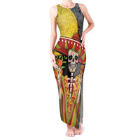 Mexico Dia De Los Muertos Tank Maxi Dress Sugar Skull Sombrero Aztec Pattern - Wonder Print Shop