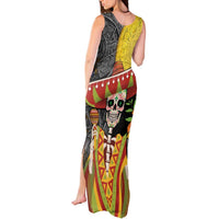 Mexico Dia De Los Muertos Tank Maxi Dress Sugar Skull Sombrero Aztec Pattern - Wonder Print Shop