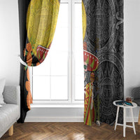 Mexico Dia De Los Muertos Window Curtain Sugar Skull Sombrero Aztec Pattern - Wonder Print Shop
