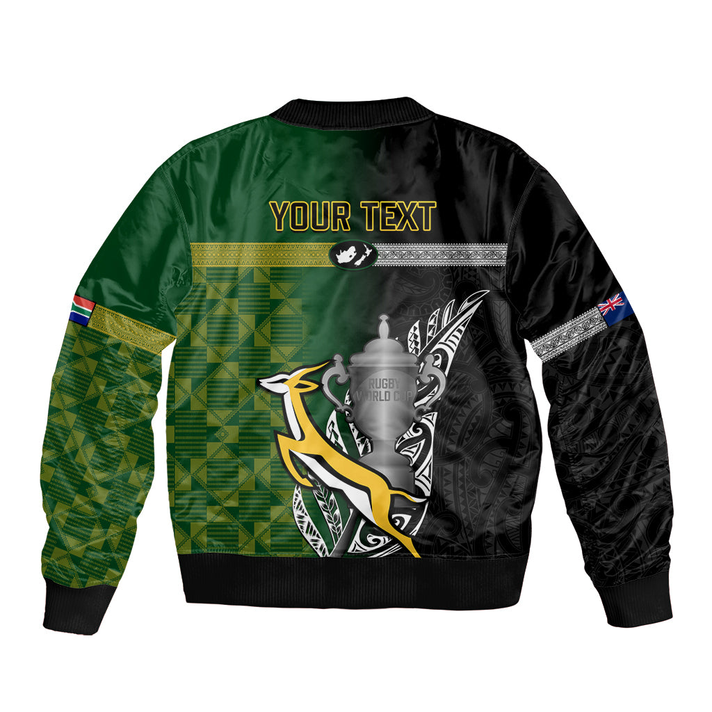 Personalised New Zealand and South Africa Rugby Bomber Jacket 2023 World Cup Final All Black Springboks Together - Wonder Print Shop