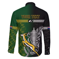 Personalised New Zealand and South Africa Rugby Family Matching Off Shoulder Long Sleeve Dress and Hawaiian Shirt 2023 World Cup Final All Black Springboks Together - Wonder Print Shop