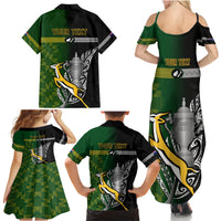 Personalised New Zealand and South Africa Rugby Family Matching Summer Maxi Dress and Hawaiian Shirt 2023 World Cup Final All Black Springboks Together - Wonder Print Shop