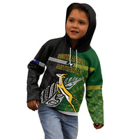 Personalised New Zealand and South Africa Rugby Kid Hoodie 2023 World Cup Final All Black Springboks Together - Wonder Print Shop