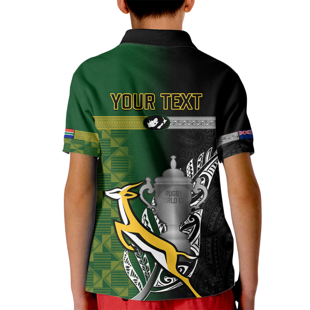 Personalised New Zealand and South Africa Rugby Kid Polo Shirt 2023 World Cup Final All Black Springboks Together - Wonder Print Shop
