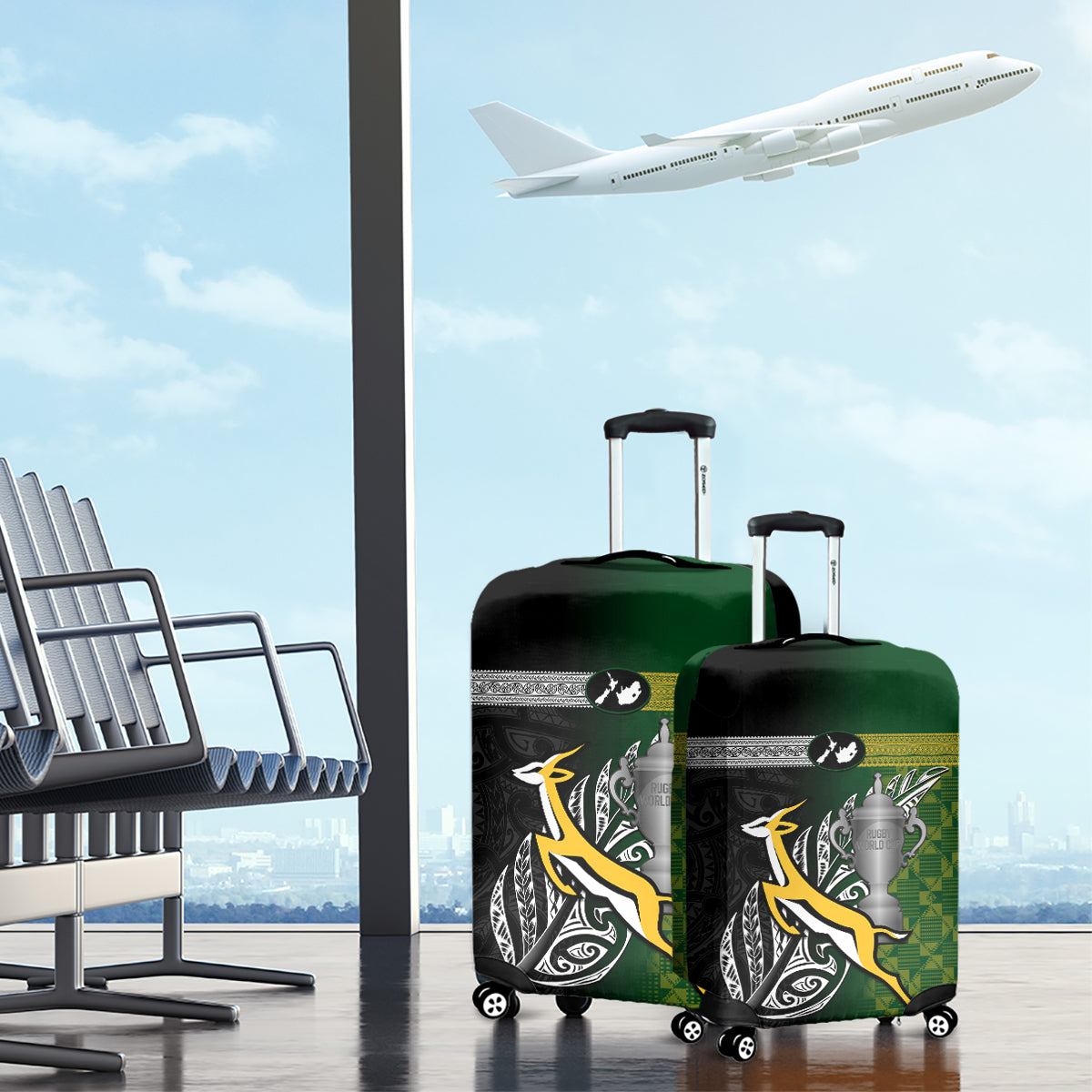 New Zealand and South Africa Rugby Luggage Cover 2023 World Cup Final All Black Springboks Together - Wonder Print Shop