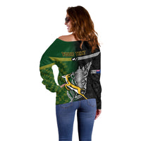 Personalised New Zealand and South Africa Rugby Off Shoulder Sweater 2023 World Cup Final All Black Springboks Together - Wonder Print Shop