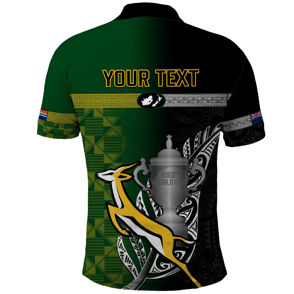 Personalised New Zealand and South Africa Rugby Polo Shirt 2023 World Cup Final All Black Springboks Together - Wonder Print Shop
