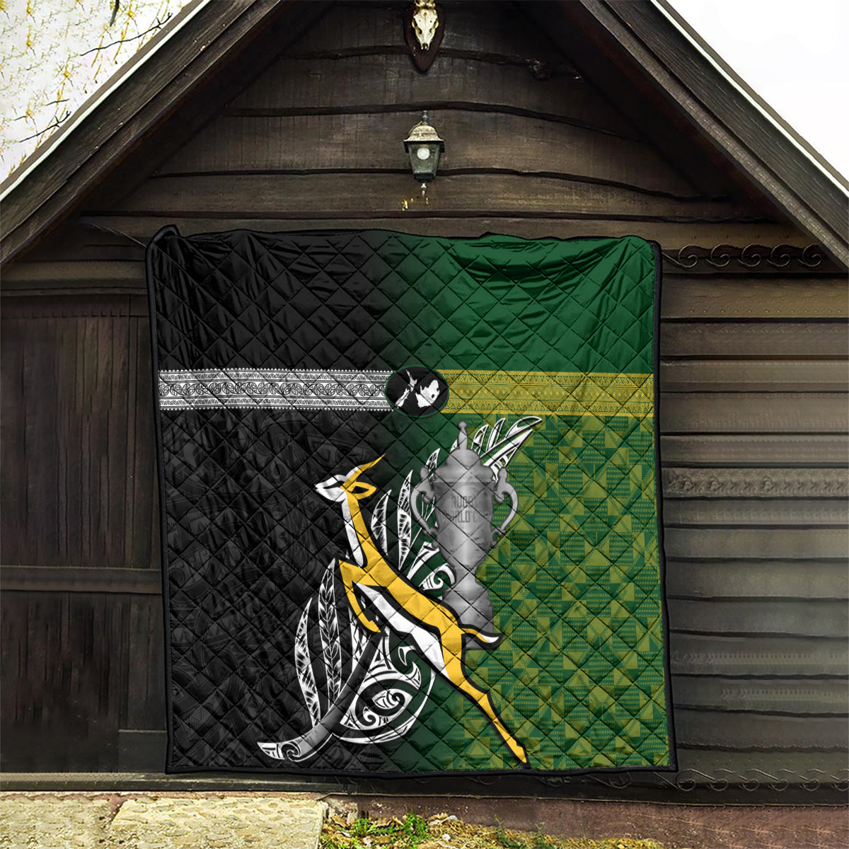 New Zealand and South Africa Rugby Quilt 2023 World Cup Final All Black Springboks Together - Wonder Print Shop
