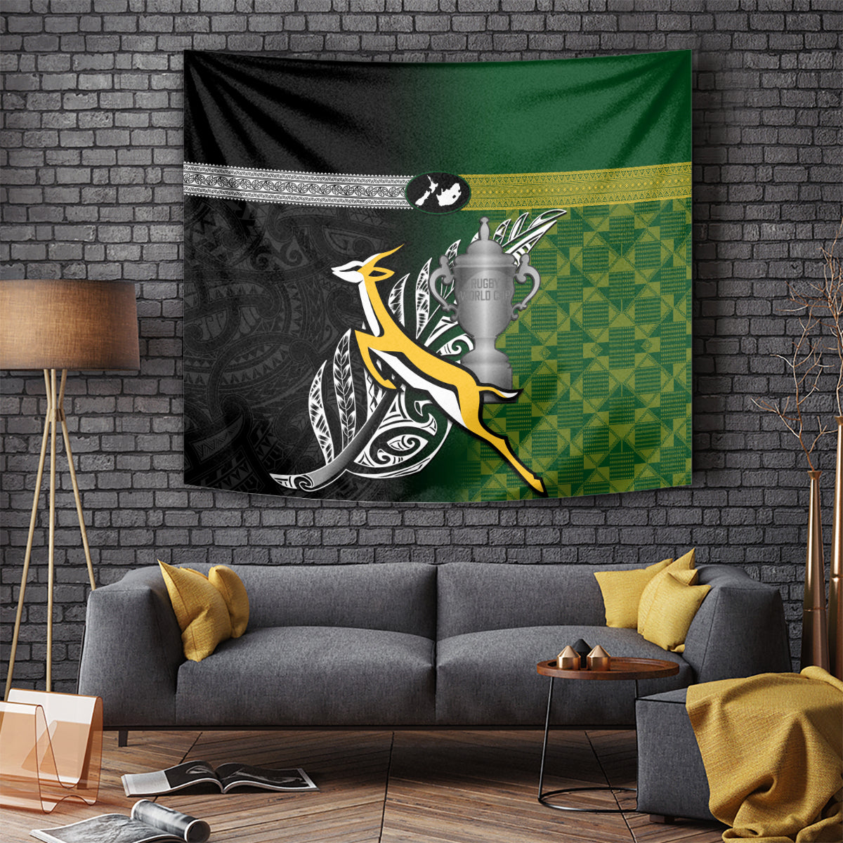 New Zealand and South Africa Rugby Tapestry 2023 World Cup Final All Black Springboks Together - Wonder Print Shop