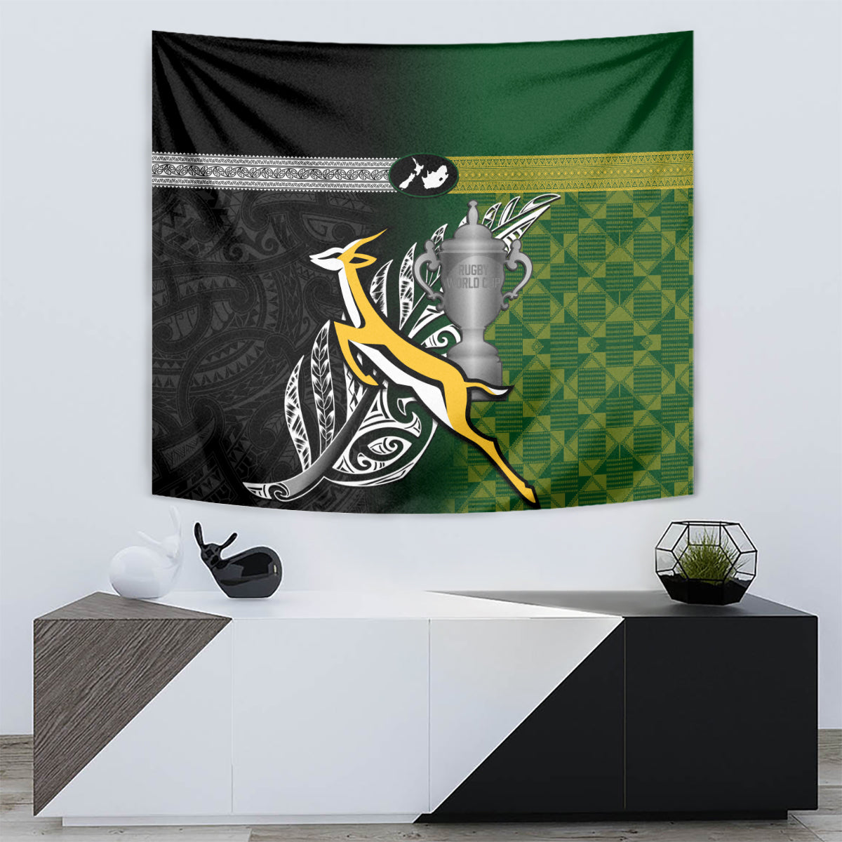 New Zealand and South Africa Rugby Tapestry 2023 World Cup Final All Black Springboks Together - Wonder Print Shop