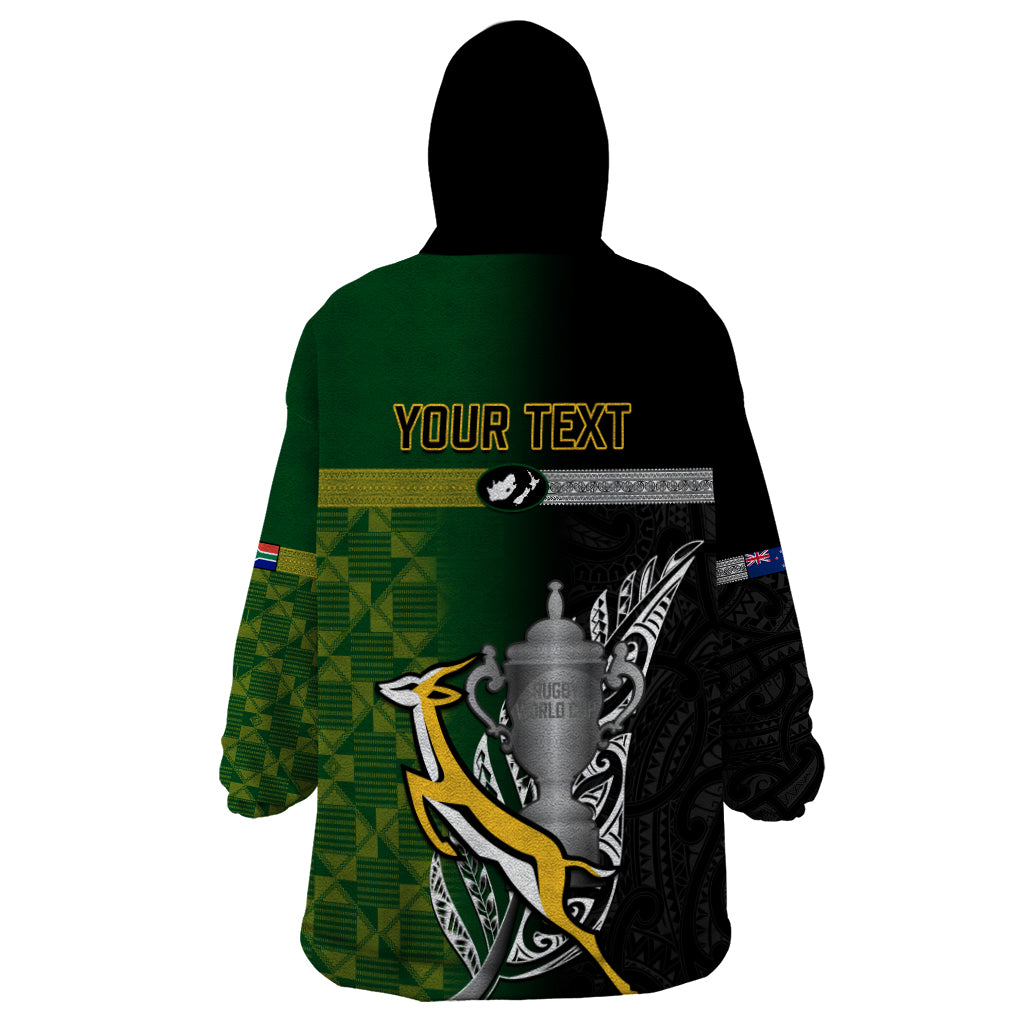 Personalised New Zealand and South Africa Rugby Wearable Blanket Hoodie 2023 World Cup Final All Black Springboks Together - Wonder Print Shop