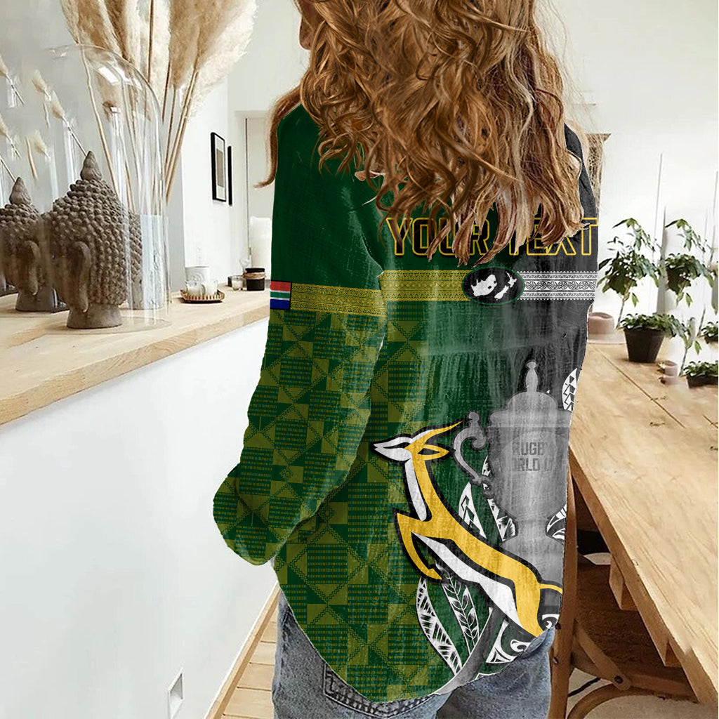 Personalised New Zealand and South Africa Rugby Women Casual Shirt 2023 World Cup Final All Black Springboks Together - Wonder Print Shop