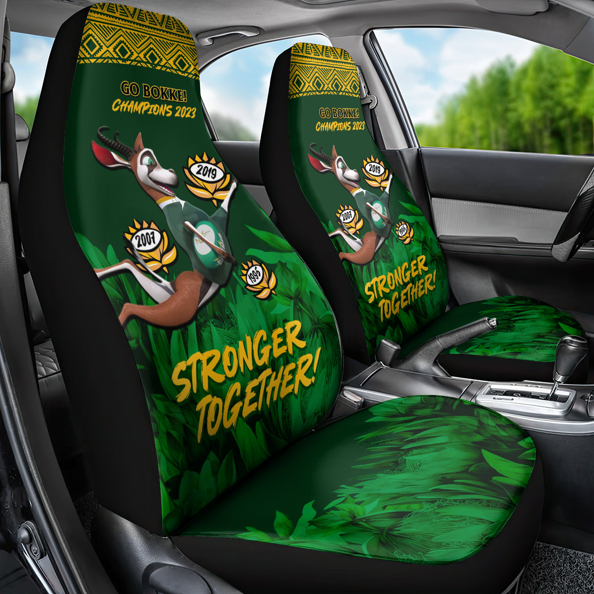 South Africa Rugby Car Seat Cover Go Bokke World Cup Champions History - Wonder Print Shop