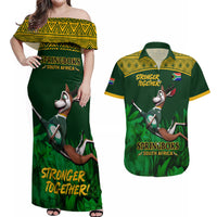 South Africa Rugby Couples Matching Off Shoulder Maxi Dress and Hawaiian Shirt Go Bokke World Cup Champions History - Wonder Print Shop