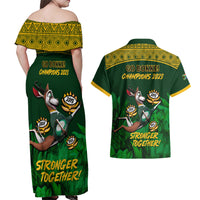 South Africa Rugby Couples Matching Off Shoulder Maxi Dress and Hawaiian Shirt Go Bokke World Cup Champions History - Wonder Print Shop