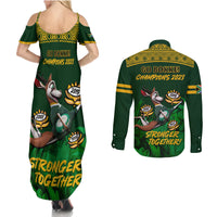 South Africa Rugby Couples Matching Summer Maxi Dress and Long Sleeve Button Shirt Go Bokke World Cup Champions History - Wonder Print Shop