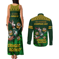 South Africa Rugby Couples Matching Tank Maxi Dress and Long Sleeve Button Shirt Go Bokke World Cup Champions History - Wonder Print Shop