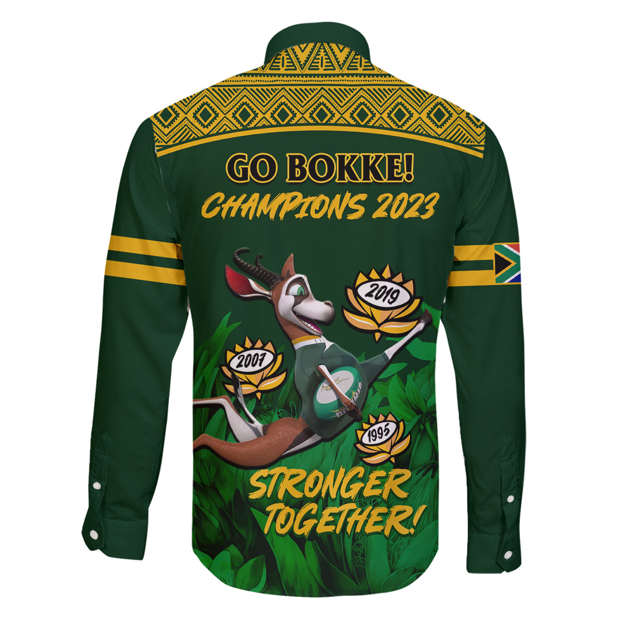 South Africa Rugby Family Matching Long Sleeve Bodycon Dress and Hawaiian Shirt Go Bokke World Cup Champions History - Wonder Print Shop