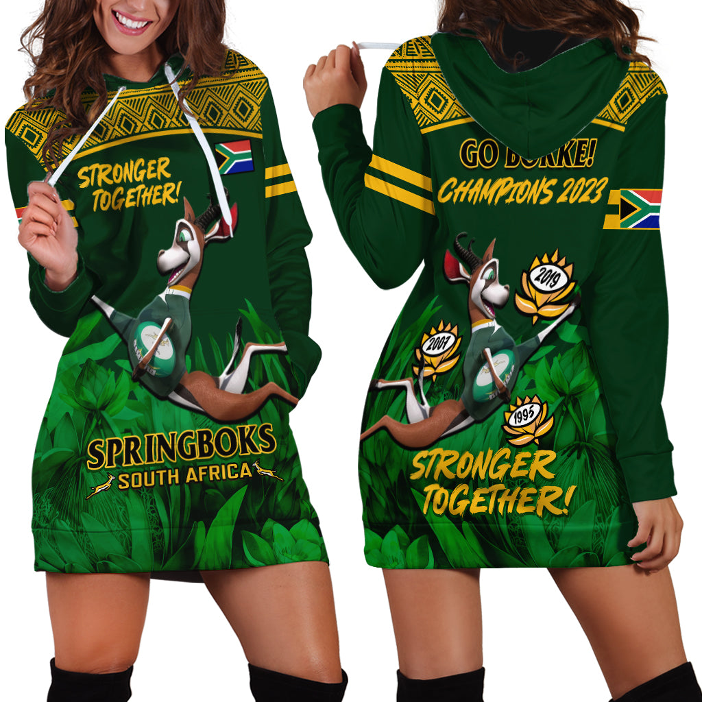 South Africa Rugby Hoodie Dress Go Bokke World Cup Champions History - Wonder Print Shop