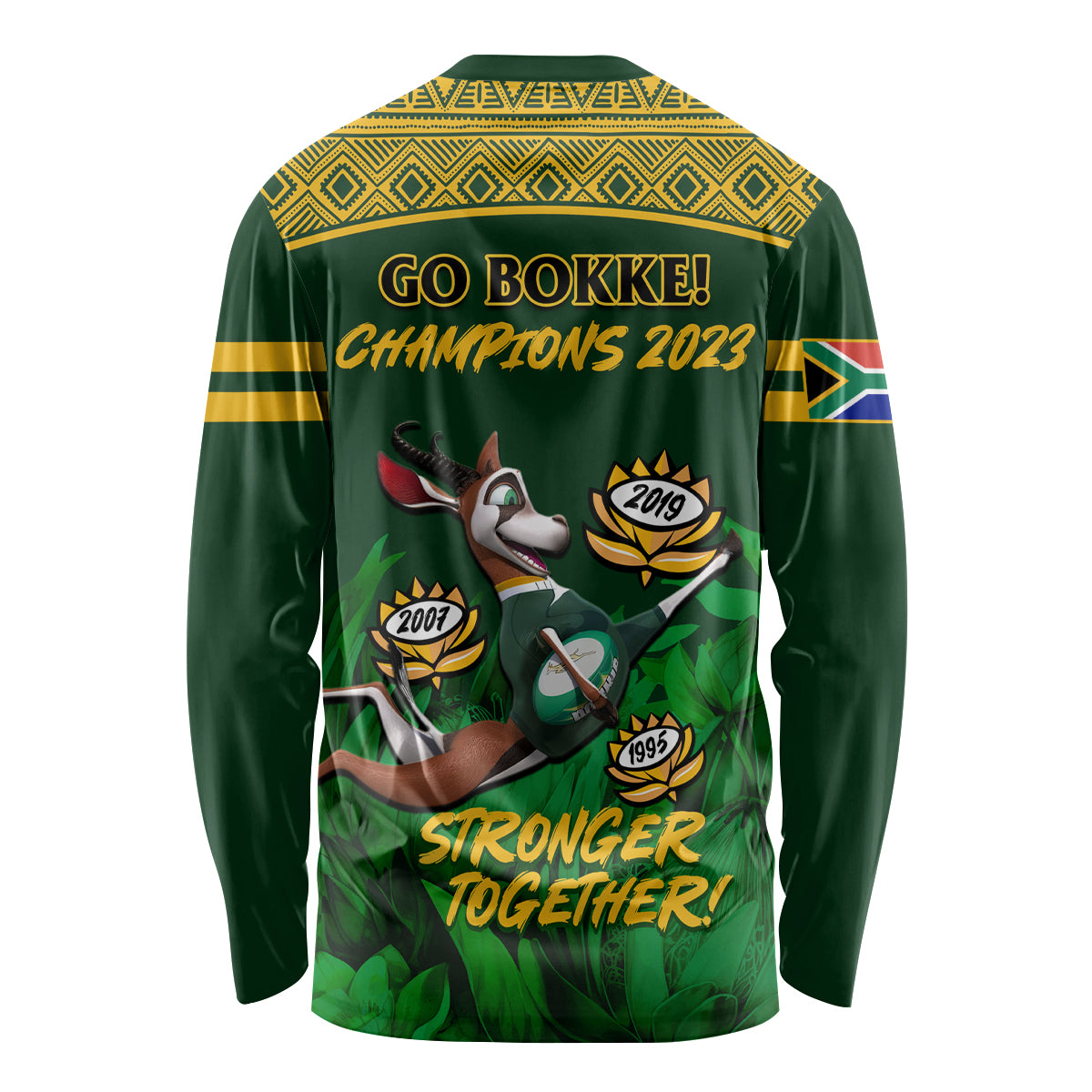 South Africa Rugby Long Sleeve Shirt Go Bokke World Cup Champions History - Wonder Print Shop