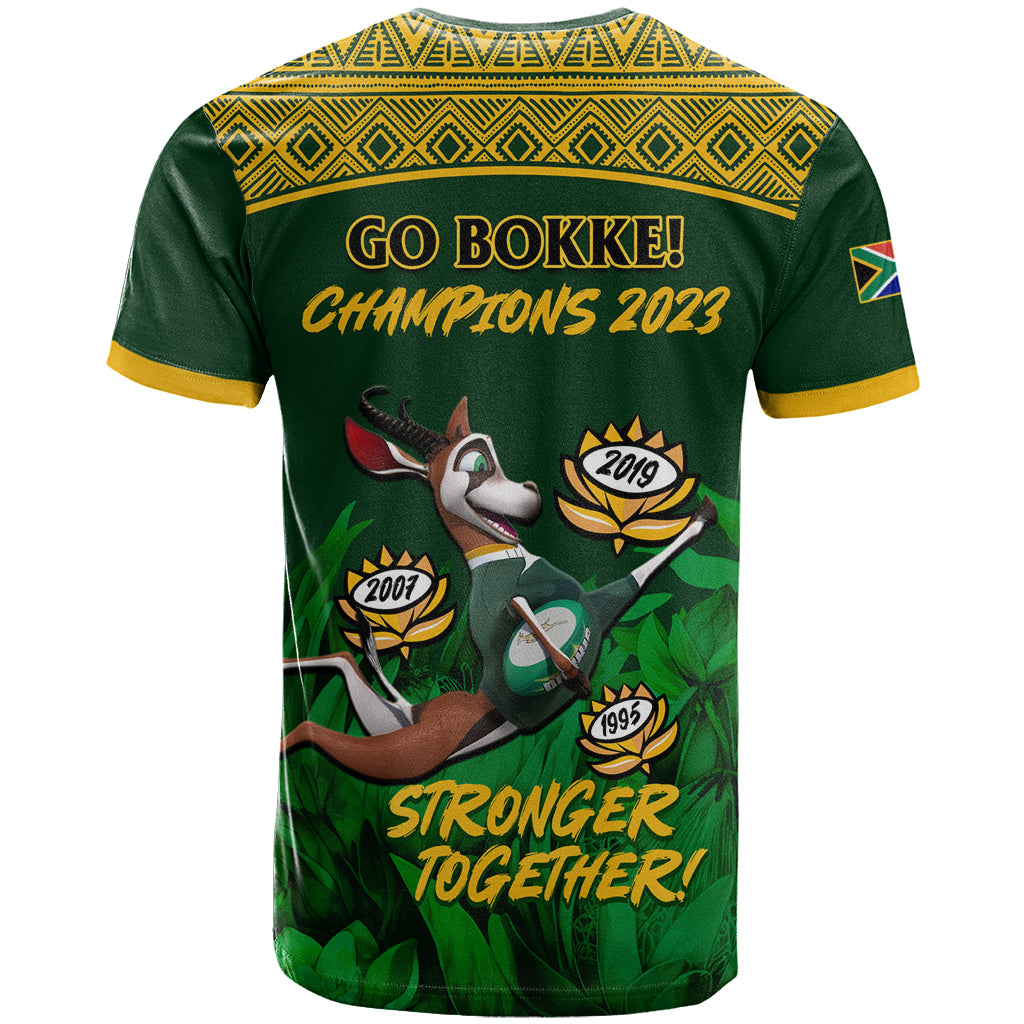 South Africa Rugby T Shirt Go Bokke World Cup Champions History - Wonder Print Shop