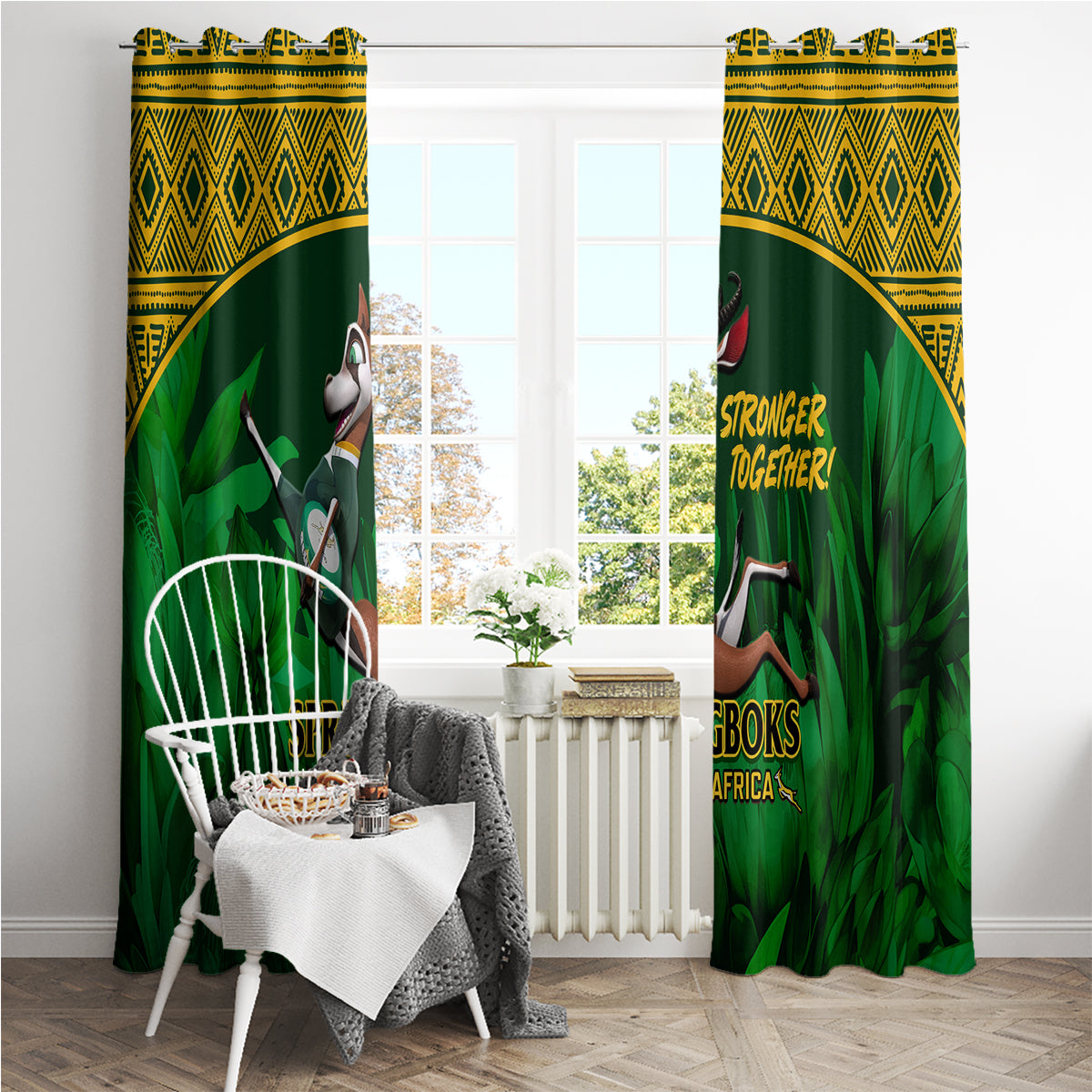 South Africa Rugby Window Curtain Go Bokke World Cup Champions History - Wonder Print Shop