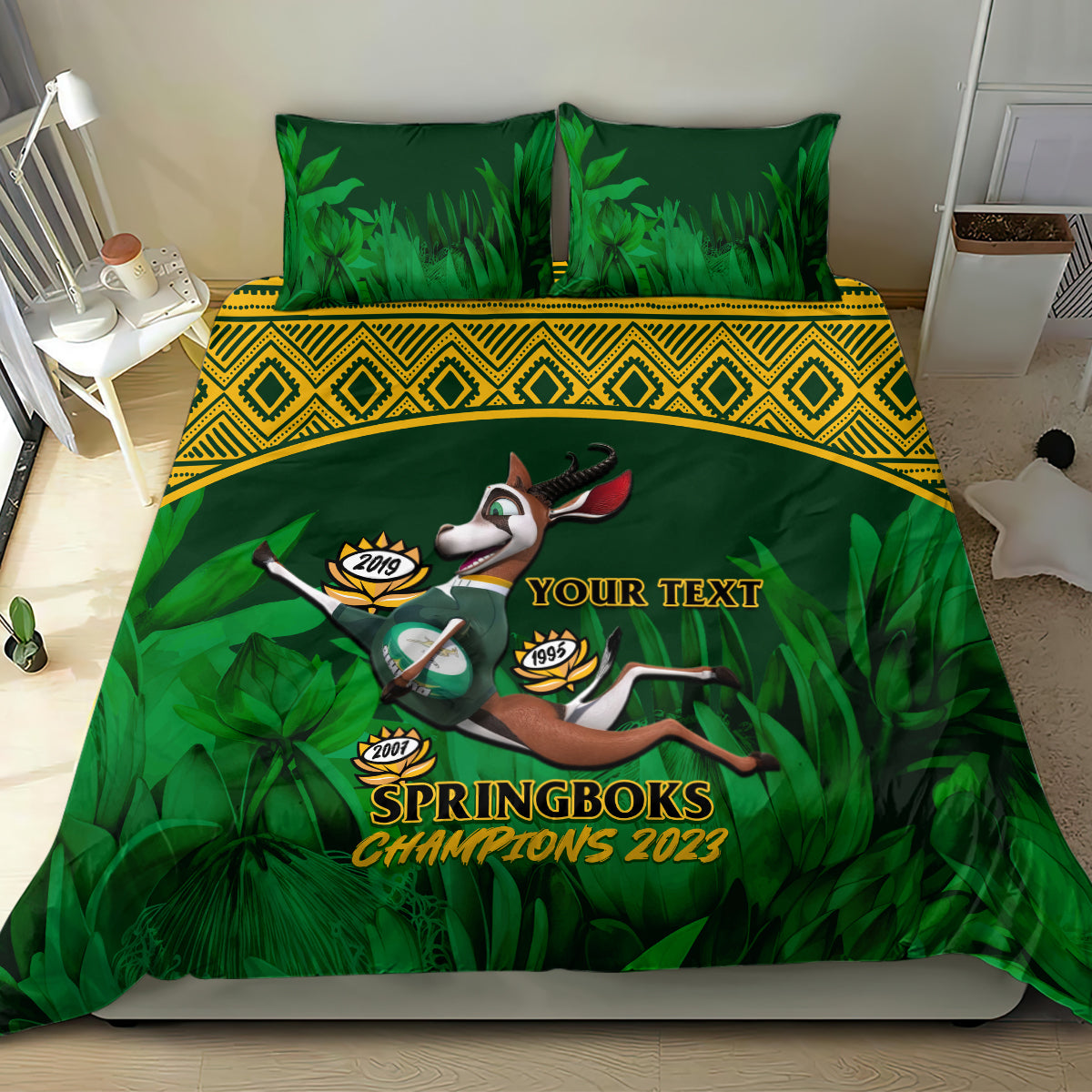 Custom South Africa Rugby Bedding Set Go Bokke World Cup Champions History - Wonder Print Shop
