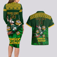 Custom South Africa Rugby Couples Matching Long Sleeve Bodycon Dress and Hawaiian Shirt Go Bokke World Cup Champions History - Wonder Print Shop