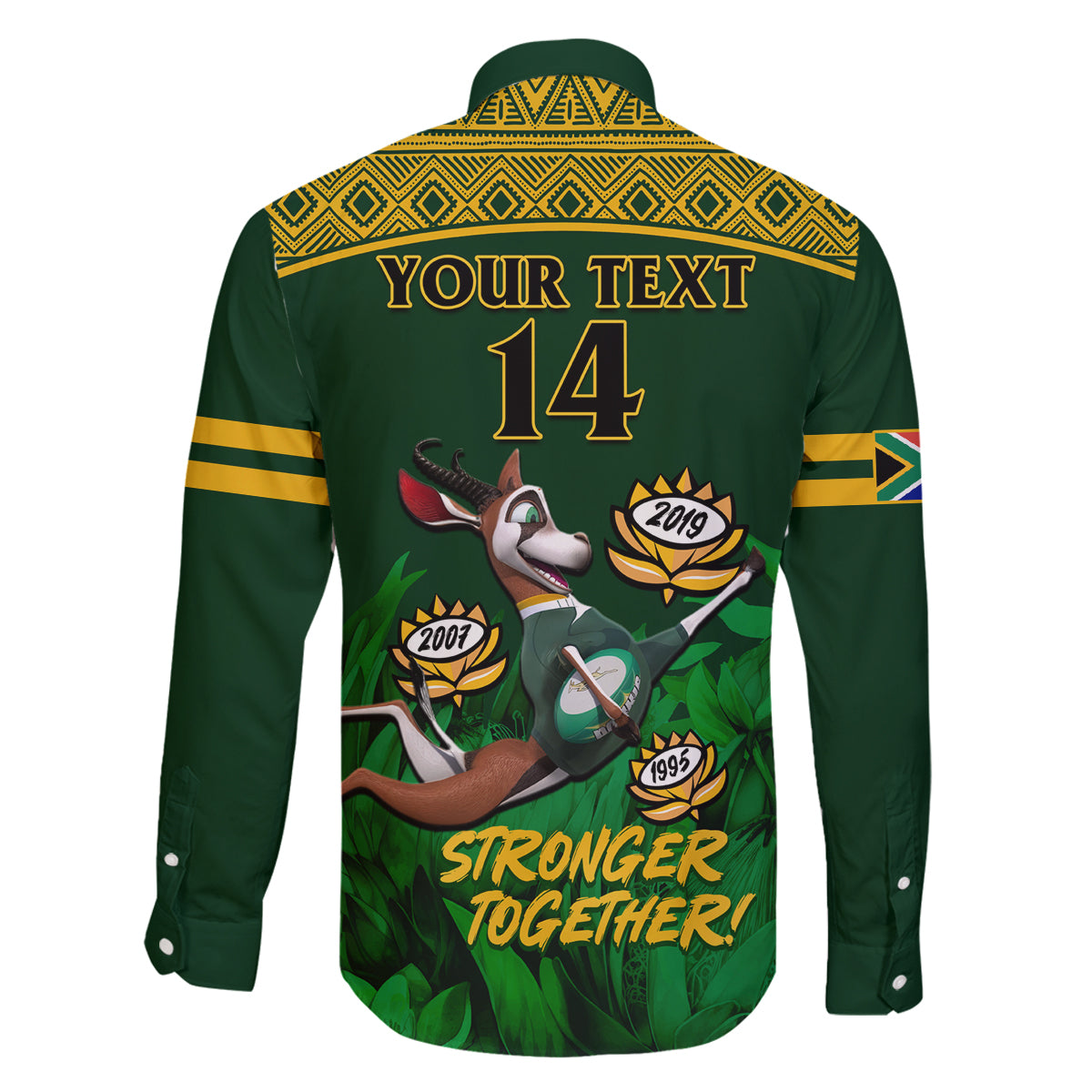 Custom South Africa Rugby Family Matching Long Sleeve Bodycon Dress and Hawaiian Shirt Go Bokke World Cup Champions History - Wonder Print Shop