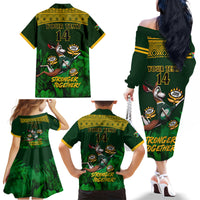 Custom South Africa Rugby Family Matching Off Shoulder Long Sleeve Dress and Hawaiian Shirt Go Bokke World Cup Champions History - Wonder Print Shop