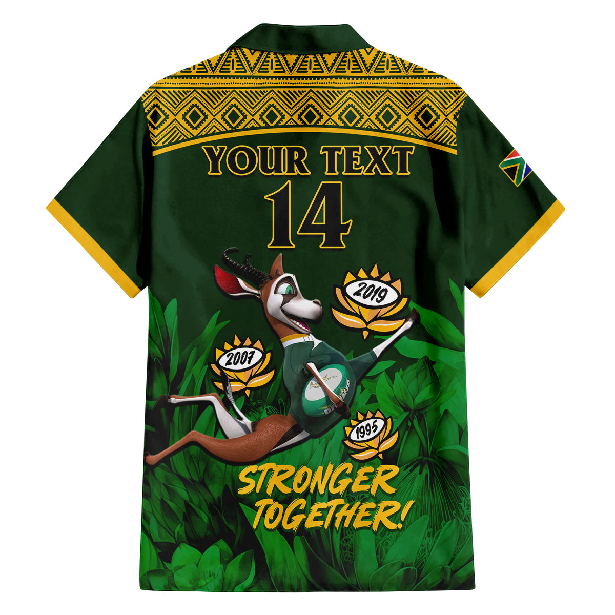 Custom South Africa Rugby Family Matching Off Shoulder Long Sleeve Dress and Hawaiian Shirt Go Bokke World Cup Champions History - Wonder Print Shop