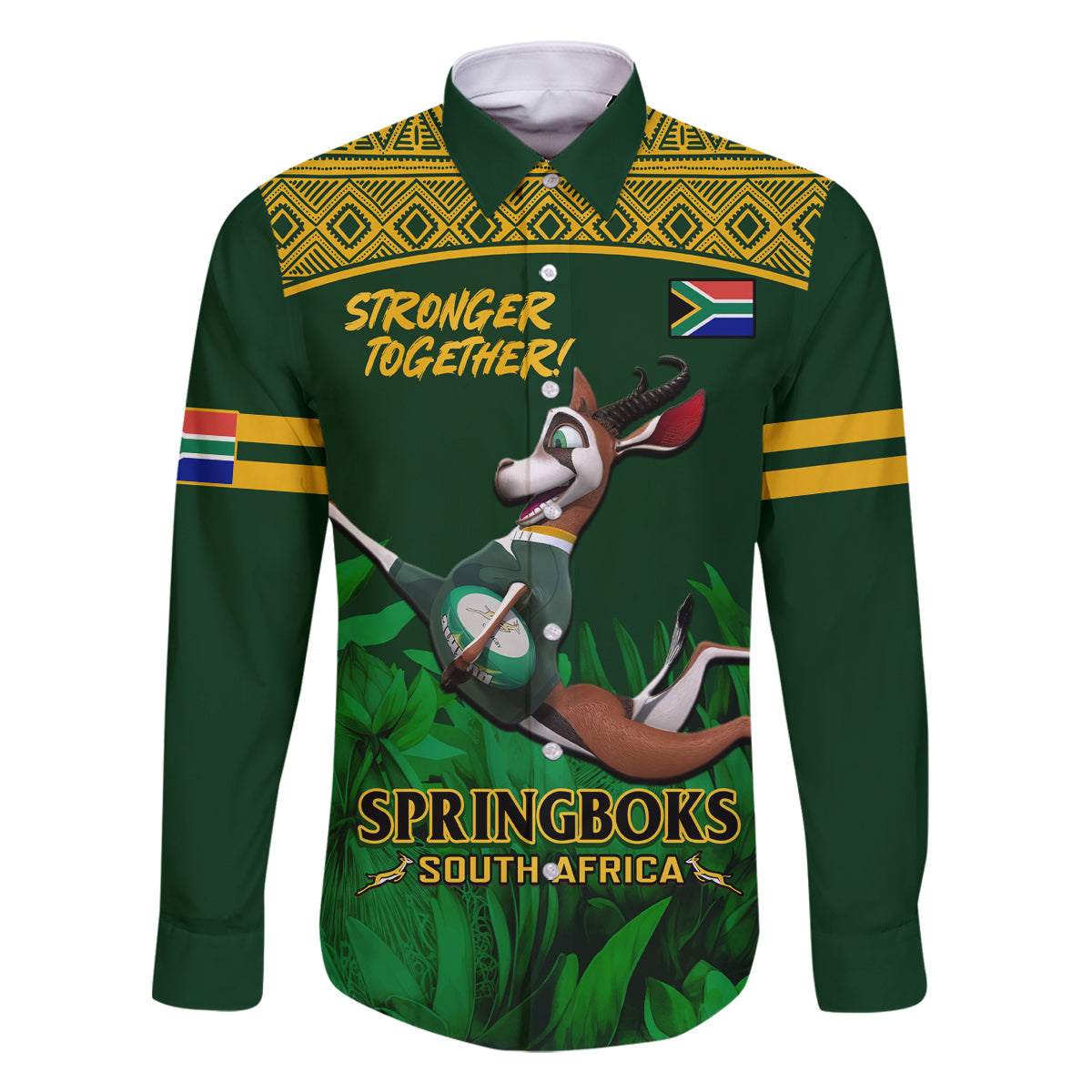 Custom South Africa Rugby Family Matching Off Shoulder Long Sleeve Dress and Hawaiian Shirt Go Bokke World Cup Champions History - Wonder Print Shop